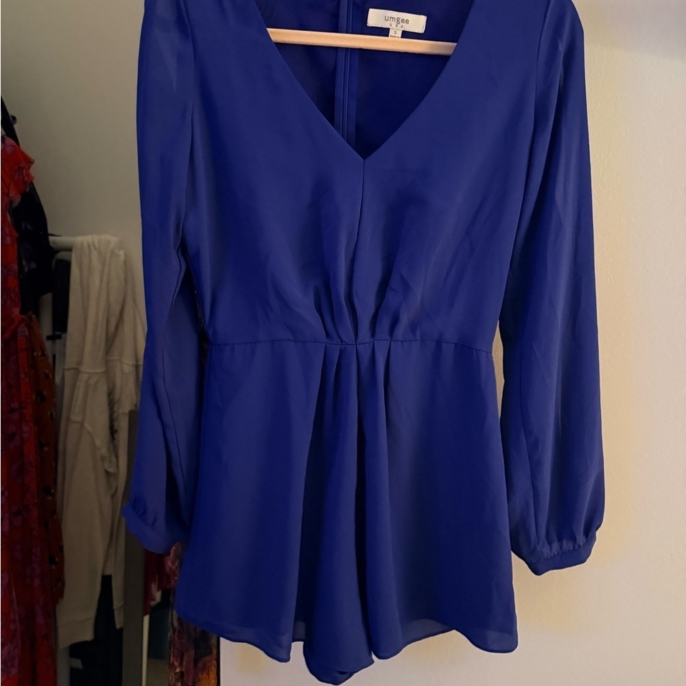 Umgee Royal Blue V-Neck romper - Picture 1 of 7